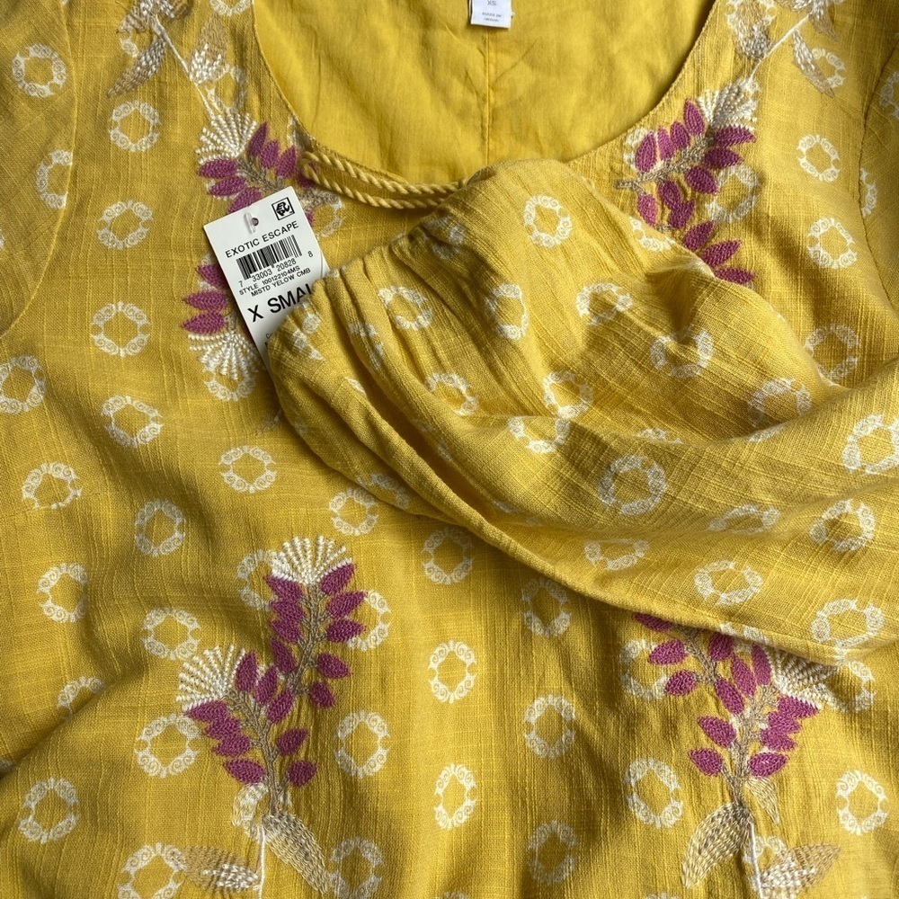 Embroidered Linen Midi Dress Caftan / Resort Wear NWT XS - Picture 7 of 15